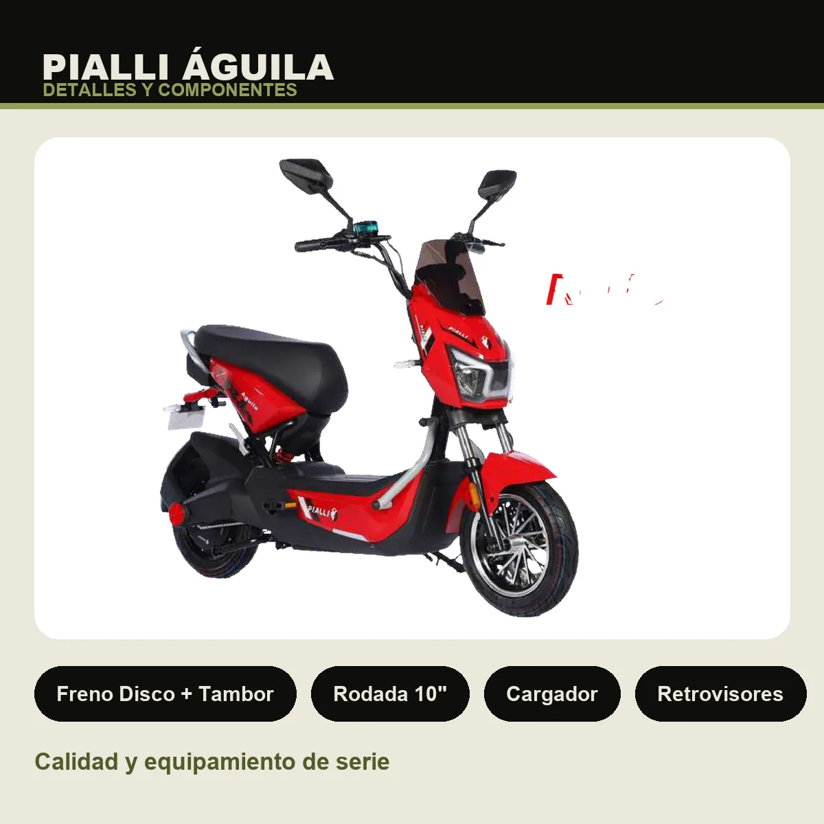 Moto eléctrica Águila Pialli — detalles y componentes