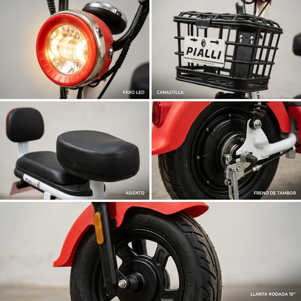Moto eléctrica Alpha Pialli — detalles y componentes