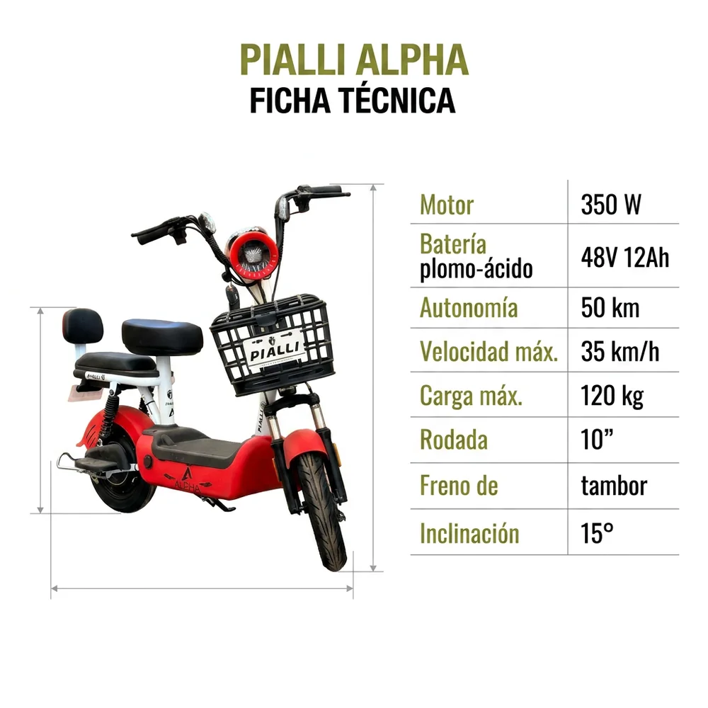 Moto eléctrica Alpha Pialli — ficha técnica