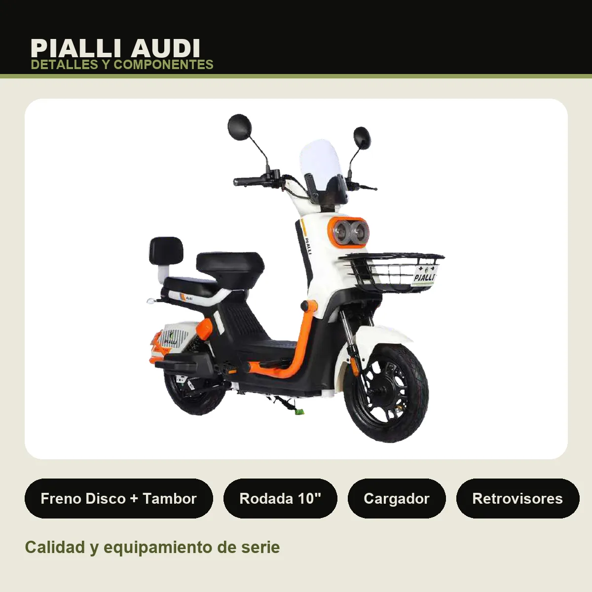 Moto eléctrica Audi Pialli — detalles y componentes