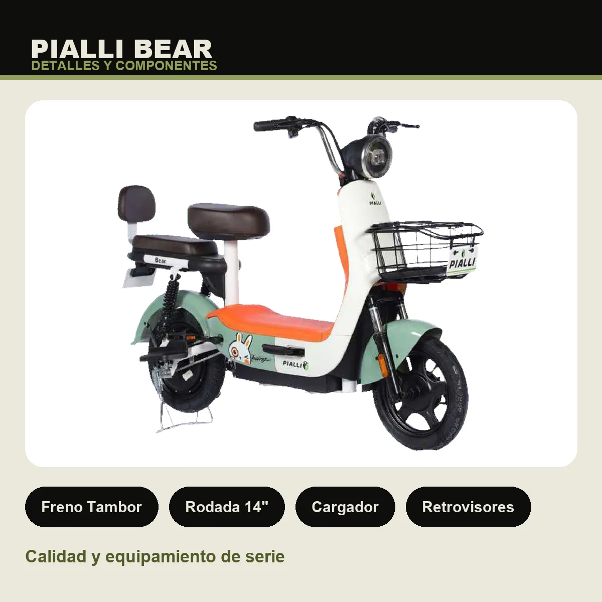 Moto eléctrica Bear Pialli — detalles y componentes