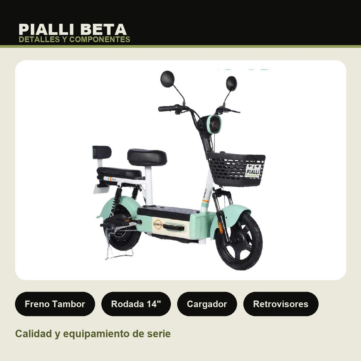 Moto eléctrica Beta Pialli — detalles y componentes