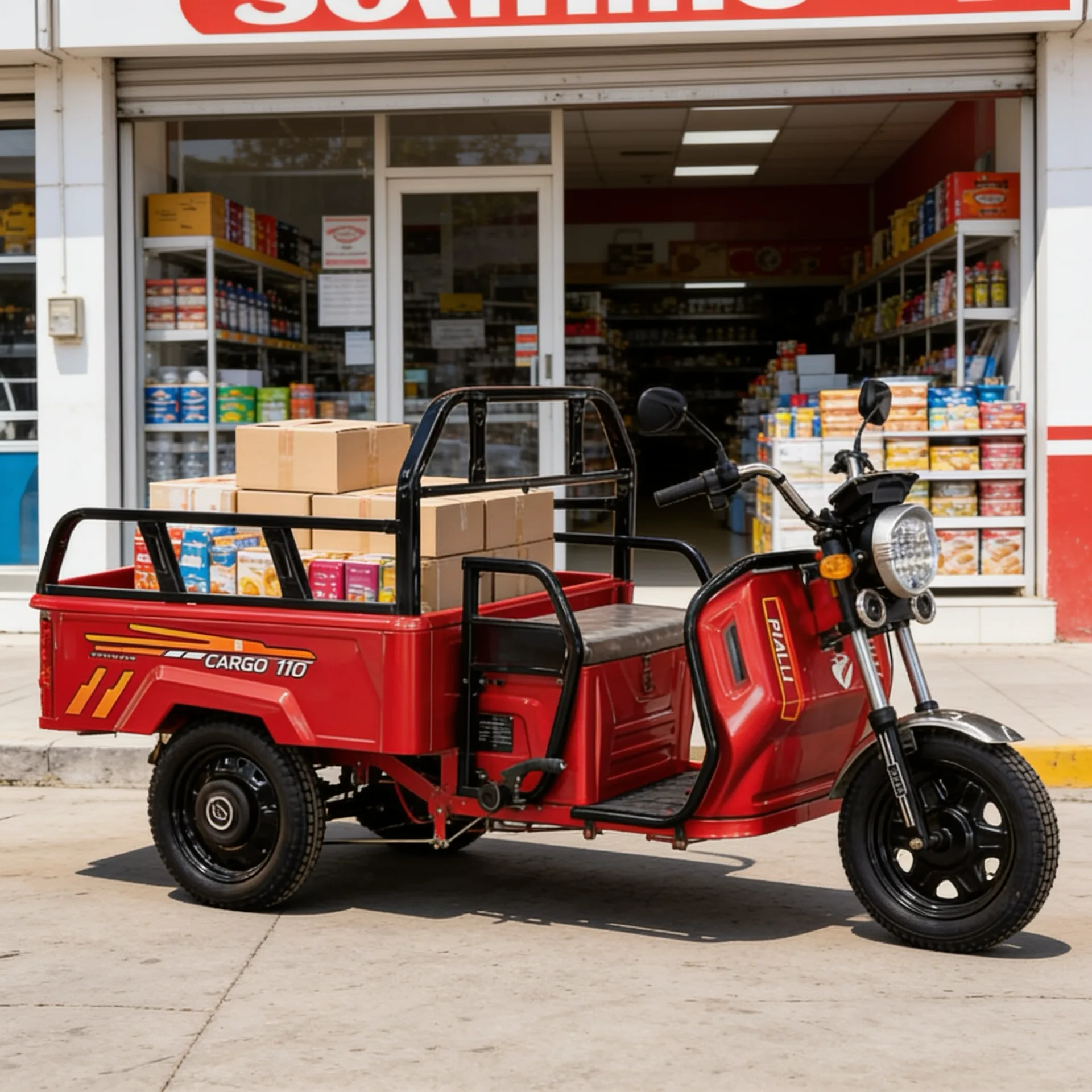 Triciclo de carga Cargo 110 Pialli — en uso real