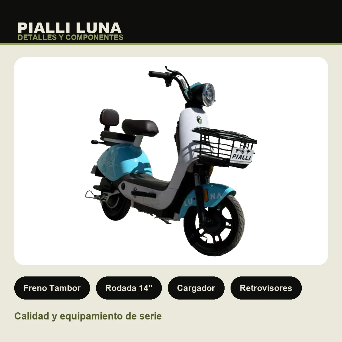 Moto eléctrica Luna Pialli — detalles y componentes